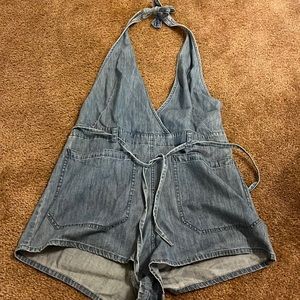 Free people denim halter romper